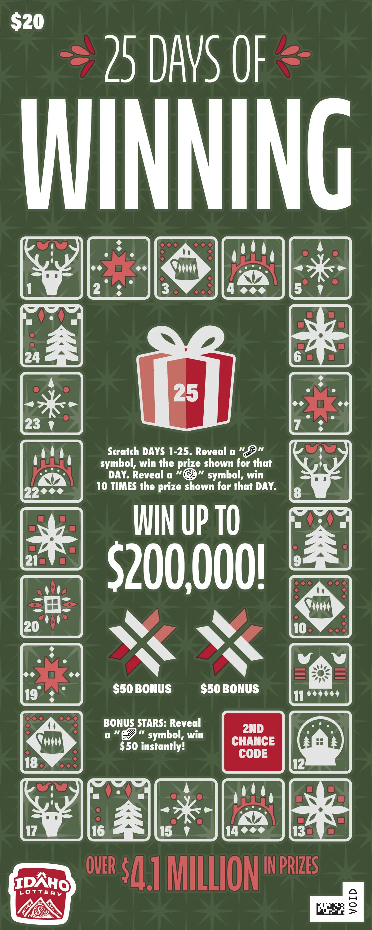 25 Days Of Winning scratch ticket.