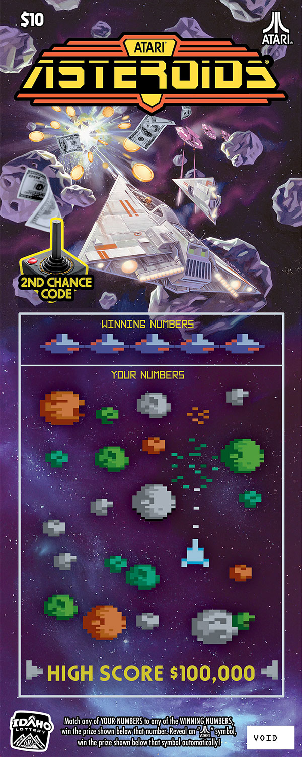 Asteroids scratch ticket.