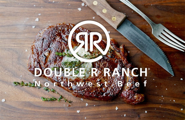 Double R Ranch logo with steak covered in butter.